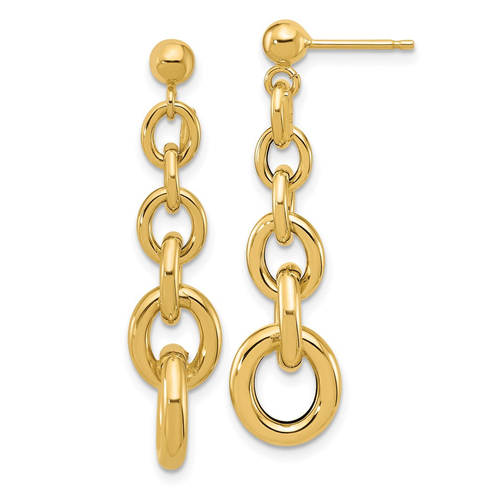 14K Polished Fancy Circle Link Dangle Post Earrings