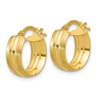 Load image into Gallery viewer, 14K Polished and Satin Round Hoop Earrings
