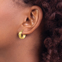 Load image into Gallery viewer, 14K Polished and Satin Round Hoop Earrings
