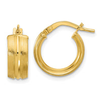 Load image into Gallery viewer, 14K Polished and Satin Round Hoop Earrings
