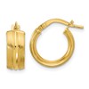 14K Polished and Satin Round Hoop Earrings