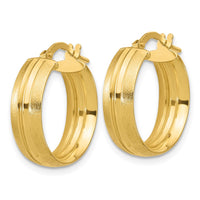 Load image into Gallery viewer, 14K Polished and Satin Round Hoop Earrings
