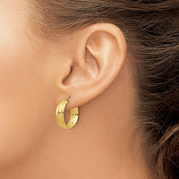 Load image into Gallery viewer, 14K Polished and Satin Round Hoop Earrings
