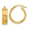 14K Polished and Satin Round Hoop Earrings