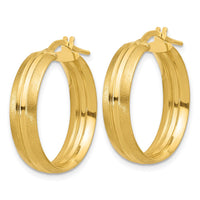 Load image into Gallery viewer, 14K Polished and Satin Round Hoop Earrings
