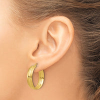 Load image into Gallery viewer, 14K Polished and Satin Round Hoop Earrings
