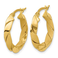 Load image into Gallery viewer, 14K Polished and Grooved Fancy Hoop Earrings

