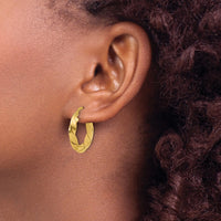 Load image into Gallery viewer, 14K Polished and Grooved Fancy Hoop Earrings
