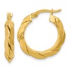 14K Polished and Grooved Fancy Hoop Earrings