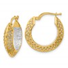 14K Two-tone Polished and Diamond-cut Hoop Earrings