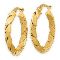 Load image into Gallery viewer, 14K Polished and Grooved Fancy Hoop Earrings
