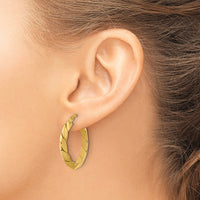 Load image into Gallery viewer, 14K Polished and Grooved Fancy Hoop Earrings
