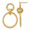 14K Polished and Twisted Circles Dangle Post Earrings