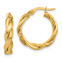Load image into Gallery viewer, 14K Polished and Twisted Round Hoop Earrings
