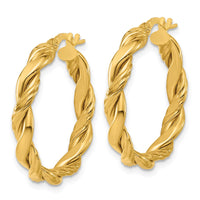 Load image into Gallery viewer, 14K Polished and Twisted Round Hoop Earrings
