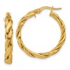 14K Polished and Twisted Round Hoop Earrings