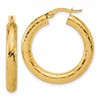 14K Polished Patterned Round Hoop Earrings