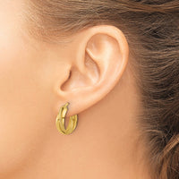 Load image into Gallery viewer, 14K Polished and Textured Round Hoop Earrings
