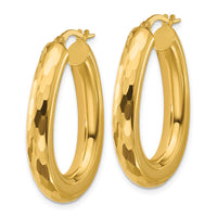 Load image into Gallery viewer, 14K Polished and Diamond-cut Oval Hoop Earrings

