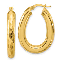 Load image into Gallery viewer, 14K Polished and Diamond-cut Oval Hoop Earrings
