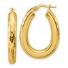 14K Polished and Diamond-cut Oval Hoop Earrings