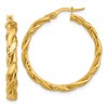 14K Polished and Twisted Round Hoop Earrings