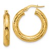 14K Polished Patterned Round Hoop Earrings