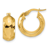 Load image into Gallery viewer, 14K Polished and Diamond-cut Hoop Earrings
