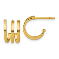 Load image into Gallery viewer, 14K Polished 3-row Post J-hoop Earrings
