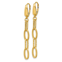 Load image into Gallery viewer, 14K Polish/Texture/Dia-cut Fancy Oval Link Dangle Earrings
