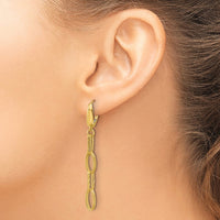 Load image into Gallery viewer, 14K Polish/Texture/Dia-cut Fancy Oval Link Dangle Earrings
