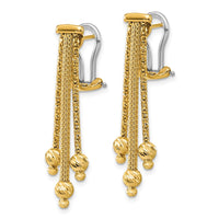 Load image into Gallery viewer, 14K Polish/Texture/Dia-cut Fancy Dangle Omega Earrings
