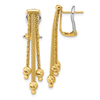 Load image into Gallery viewer, 14K Polish/Texture/Dia-cut Fancy Dangle Omega Earrings
