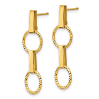 Load image into Gallery viewer, 14K Polished and Diamond-cut Circle Dangle Post Earrings
