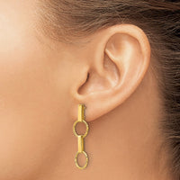 Load image into Gallery viewer, 14K Polished and Diamond-cut Circle Dangle Post Earrings
