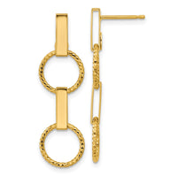 Load image into Gallery viewer, 14K Polished and Diamond-cut Circle Dangle Post Earrings

