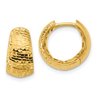 Load image into Gallery viewer, 14K Polished and Diamond-cut Huggie Hoop Earrings
