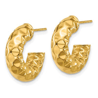 Load image into Gallery viewer, 14K Polished and Hammered J-Hoop Post Earrings
