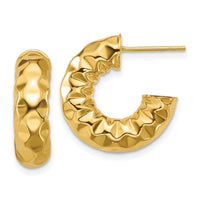 Load image into Gallery viewer, 14K Polished and Hammered J-Hoop Post Earrings
