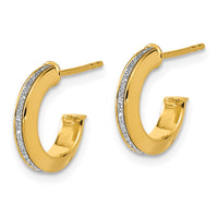 Load image into Gallery viewer, 14K Polished Glimmer Infused J-Hoop Post Earrings
