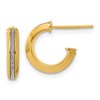 14K Polished Glimmer Infused J-Hoop Post Earrings