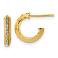 Load image into Gallery viewer, 14K Polished Glimmer Infused J-Hoop Post Earrings
