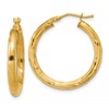 14K Polished and Grooved Round Hoop Earrings