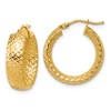 14K Polished Weave Design Round Hoop Earrings