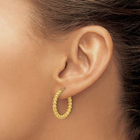 Load image into Gallery viewer, 14K Polished Beaded Round Hoop Earrings
