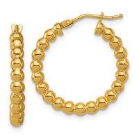 Load image into Gallery viewer, 14K Polished Beaded Round Hoop Earrings
