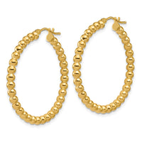 Load image into Gallery viewer, 14K Polished Beaded Round Hoop Earrings
