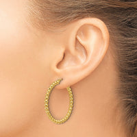 Load image into Gallery viewer, 14K Polished Beaded Round Hoop Earrings
