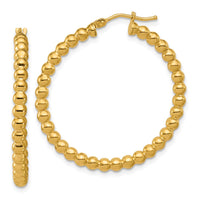 Load image into Gallery viewer, 14K Polished Beaded Round Hoop Earrings
