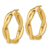Load image into Gallery viewer, 14K Polished Fancy Twist Round Hoop Earrings
